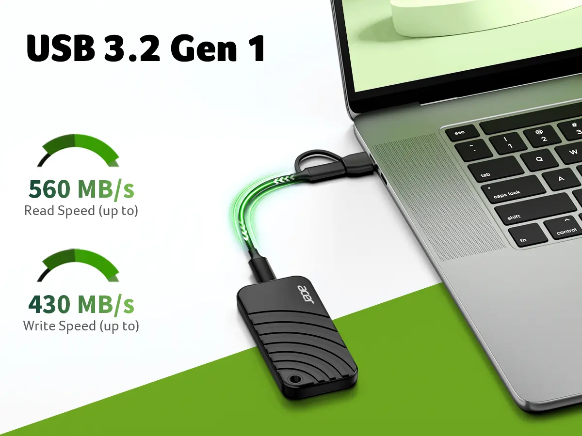 Acer เปิดตัว PA100 Portable SSD ความจุ 500GB ถึง 2TB อ่านสูงสุด 560MB/s เขียน 430MB/s ตัวเครื่องบาง 9 มม. พร้อมสาย USB แบบ 2-in-1