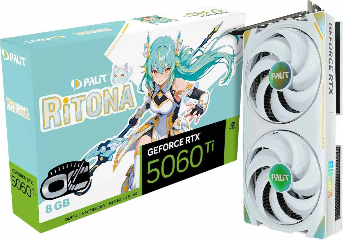 PALIT เปิดตัว RiTONA ดิจิทัลแบรนด์แอมบาสเดอร์สู่ตลาดโลก พร้อม GeForce RTX 5060 Ti 8GB RiTONA OC ดีไซน์อนิเมะ พัดลมคู่ ARGB และตัวการ์ดยาว 23.4 ซม.