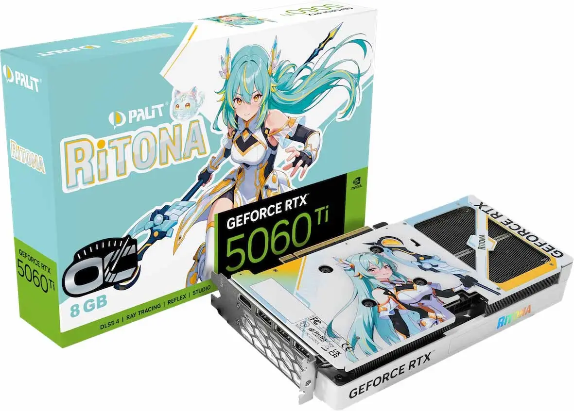 PALIT เปิดตัว RiTONA ดิจิทัลแบรนด์แอมบาสเดอร์สู่ตลาดโลก พร้อม GeForce RTX 5060 Ti 8GB RiTONA OC ดีไซน์อนิเมะ พัดลมคู่ ARGB และตัวการ์ดยาว 23.4 ซม.